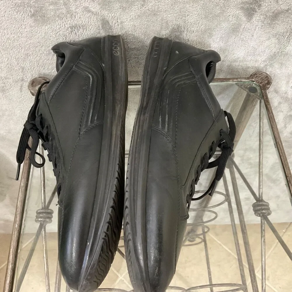 Ecco Shoes Casual Sneakers Men Sz. 46/US sz. 13 Black Leather Lace Up Oxfords